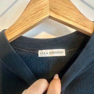 ULLA JOHNSON ALAIR cotton PUFF SLEEVE pullover in color Onyx Sz PET/SM